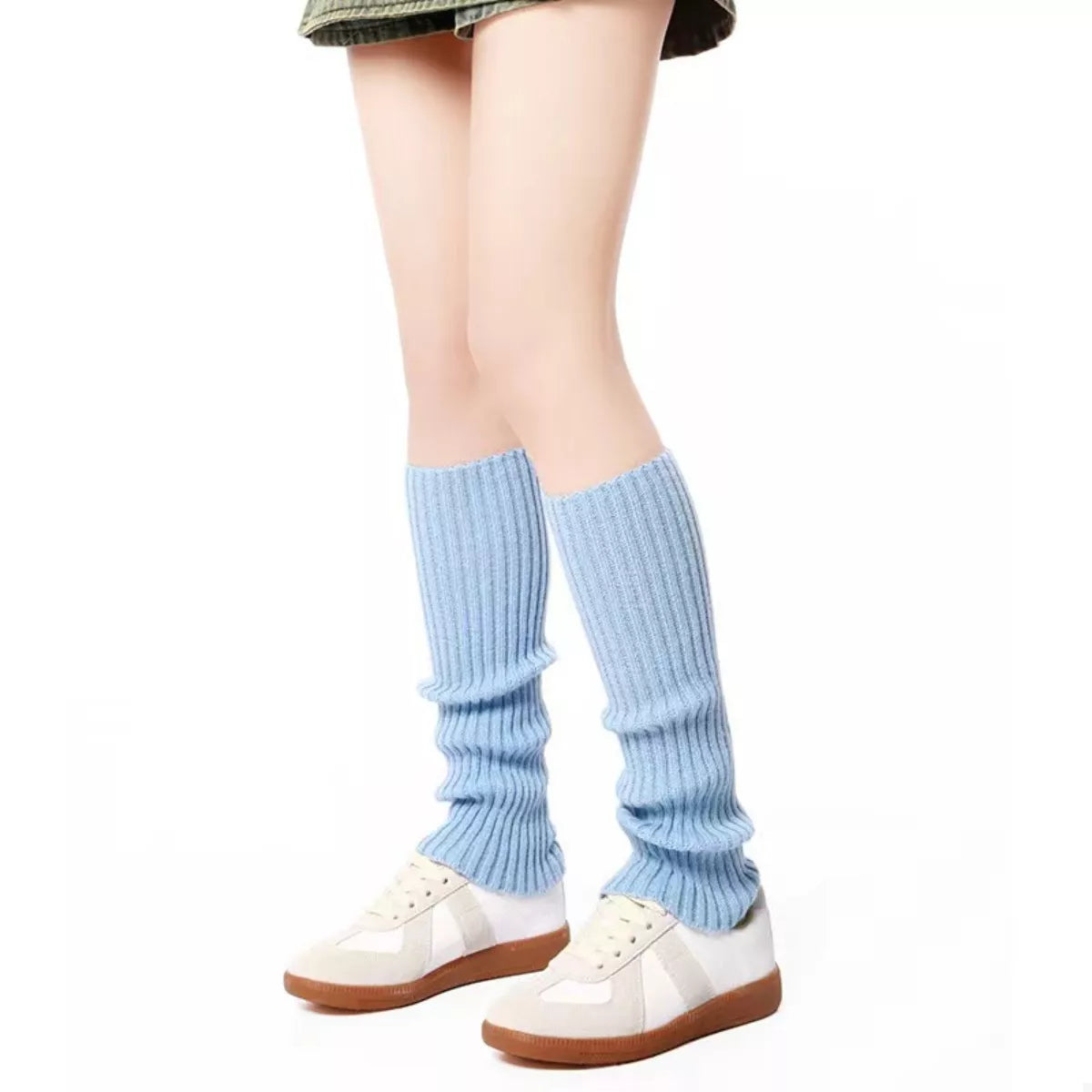 Sarah Express Women's Ribbed Knit Leg Warmers - Acrylic Winter Accessories Light Blue One Size