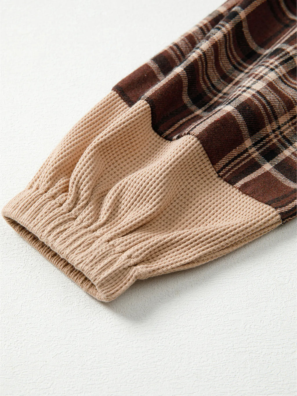 Sarah Express Women's Plaid Patchwork Long Sleeve Hooded Top