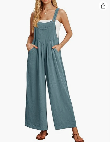 Sarah Express Women's Casual Loose Jumpsuit Pockets Polyester One Piece