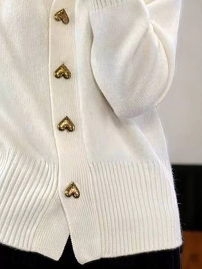 Sarah Express Women's Heart-Button Knit Cardigan Plus Size