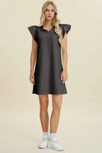 Sarah Express Women’s Plus Size Ruffled V-Neck Cap Sleeve Dress
