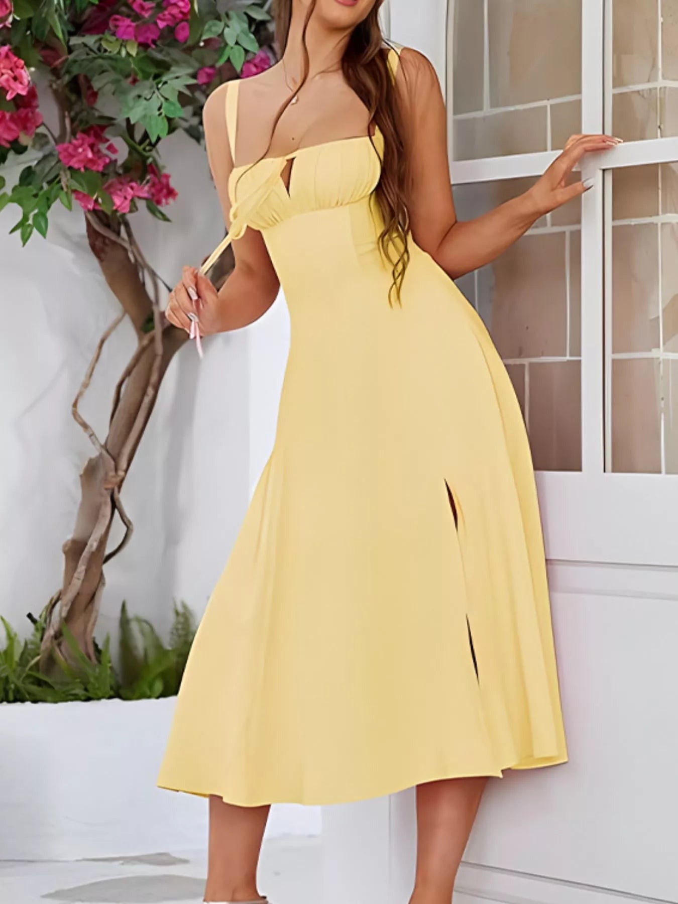 Sarah Express Women's Tie-Front A-Line Midi Dress