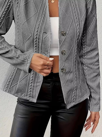 Sarah Express Women's Textured Knit Button-Front Blazer