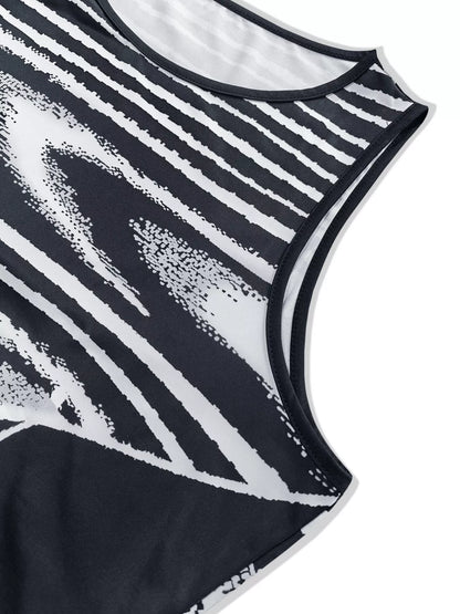 Sarah Express Women's Plus Size Sleeveless Bodycon Maxi Dress with Abstract Print