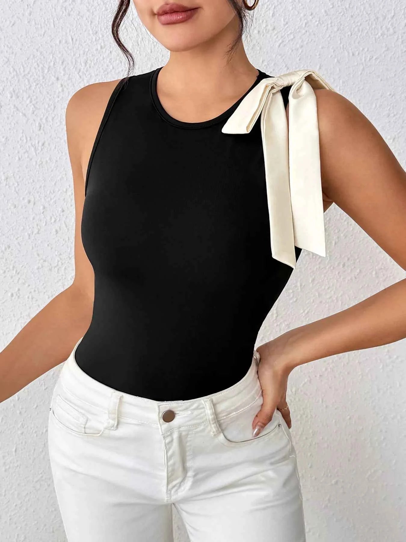 Bow Detail Sleeveless Bodysuit