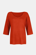 Sarah Express Women's V-Neck Three-Quarter Sleeve Knit Top