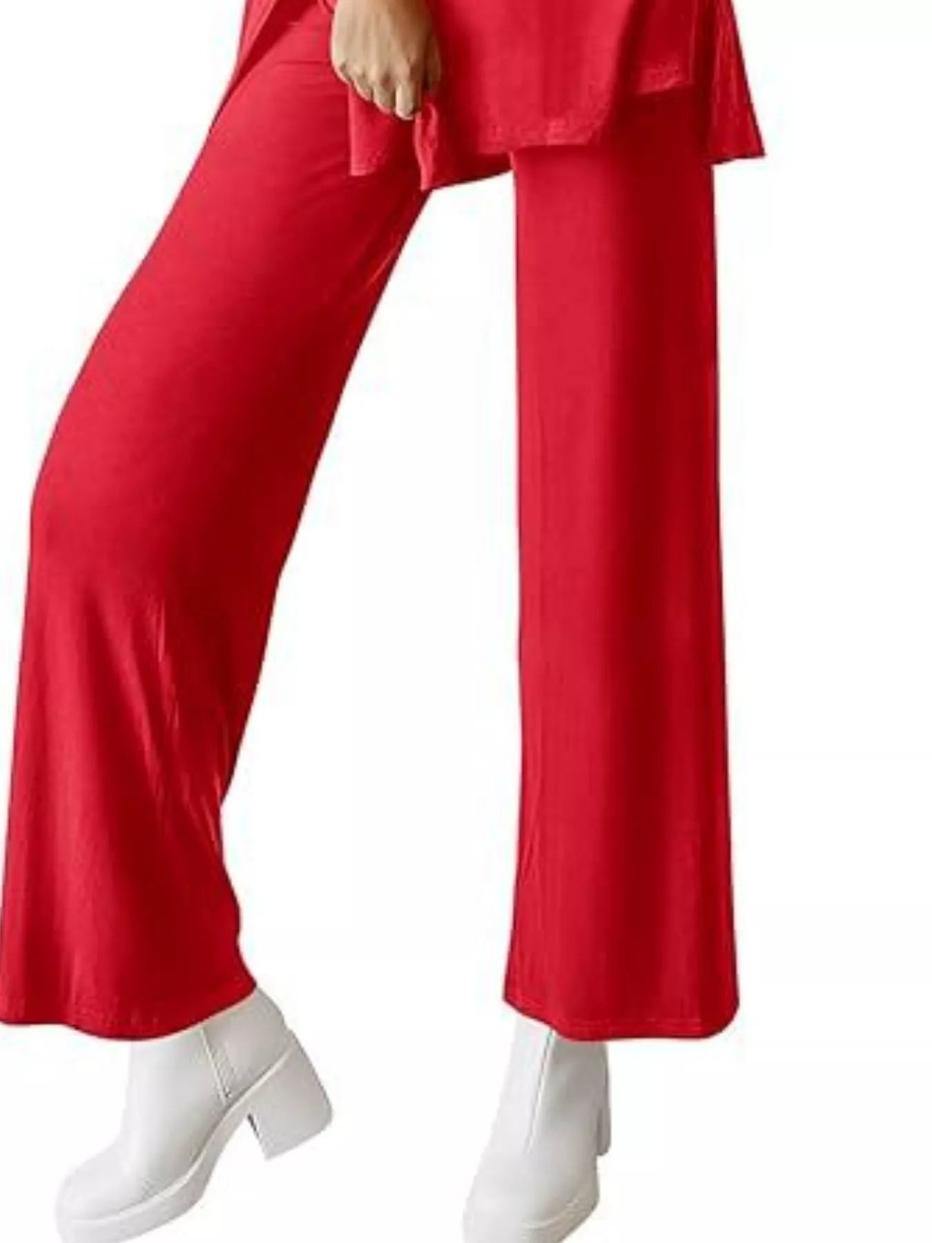 Sarah Express Relaxed Fit Round Neck Top and Pants Two-Piece Lounge Set