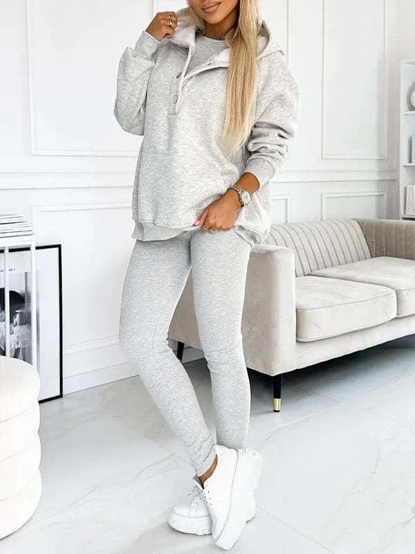 Sarah Express Women's Sleeveless Vest Hoodie and Pants Athleisure Set Three-Piece Activewear