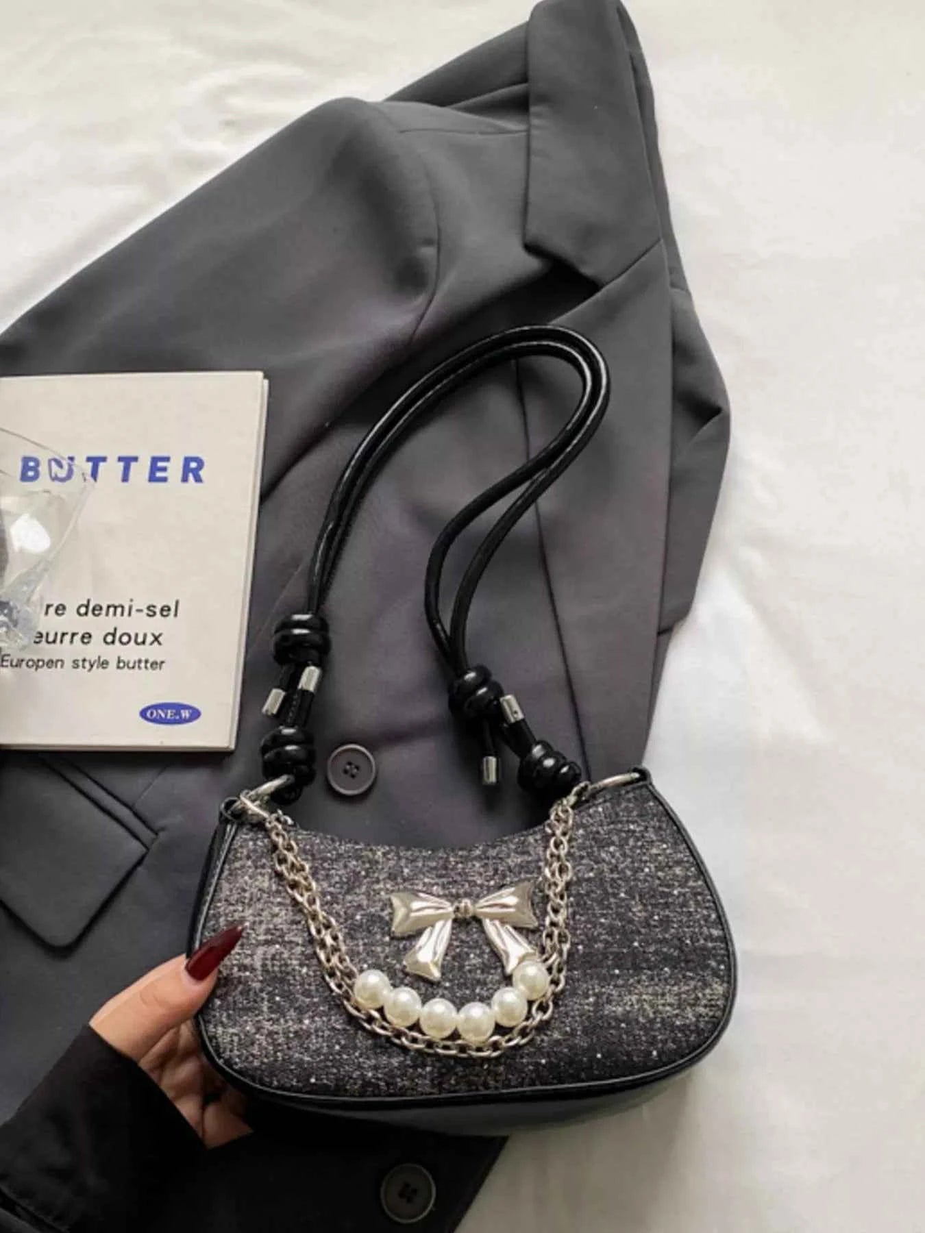 Sarah Express Women's Bow Decor Chain Crossbody Bag - Mini Shoulder Bag