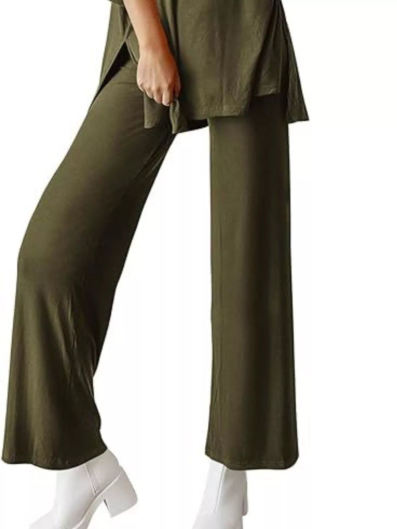 Sarah Express Relaxed Fit Round Neck Top and Pants Two-Piece Lounge Set