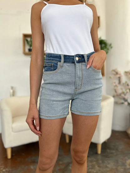 Sarah Express Women's Color Block Denim Shorts