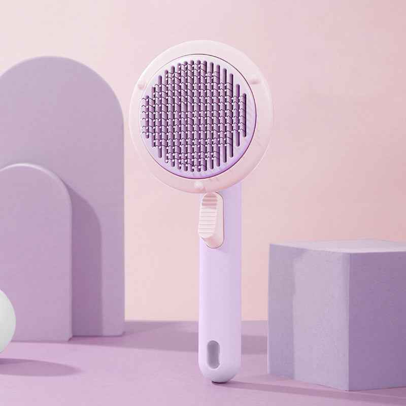 Sarah Express Self-Cleaning Pet Grooming Brush for Cats & Dogs - 232 Steel Needles Massage Comb UFO pink purple