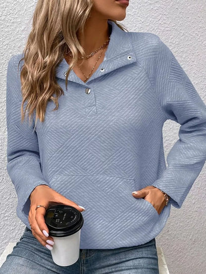 Sarah Express Women's Textured Quarter Snap Sweatshirt