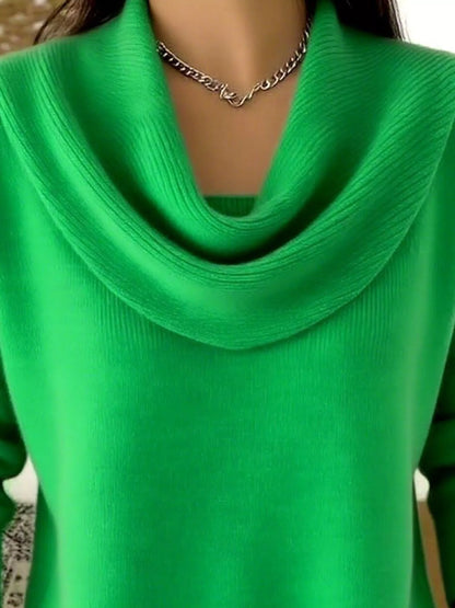 Sarah Express Women's Cowl Neck Solid Color Sweater Plus Size