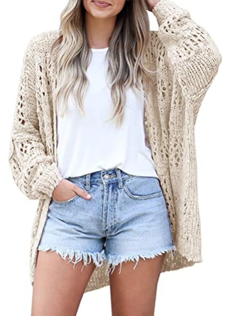 Sarah Express Women's Lightweight Knit Cardigan Long Sleeve V-Neck - Casual Fall Winter Loose Fit Open Front