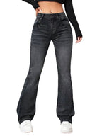 Sarah Express Women's High Waist Bootcut Denim Jeans Stretch Cotton Flare Leg Pants with Pockets