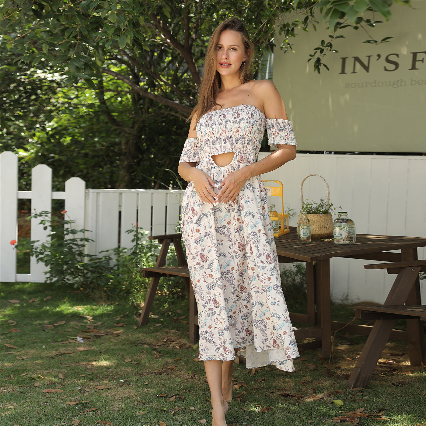 Sarah Express Women's Off Shoulder Floral Maxi Dress Strapless Elegant Summer