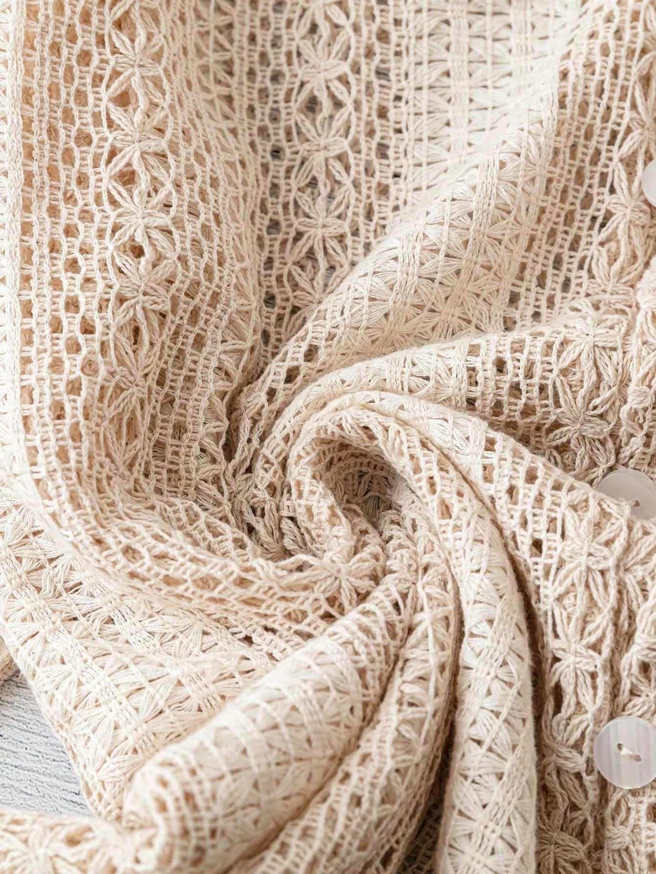 Sarah Express Women's Crochet Notched Button-Front Shirt