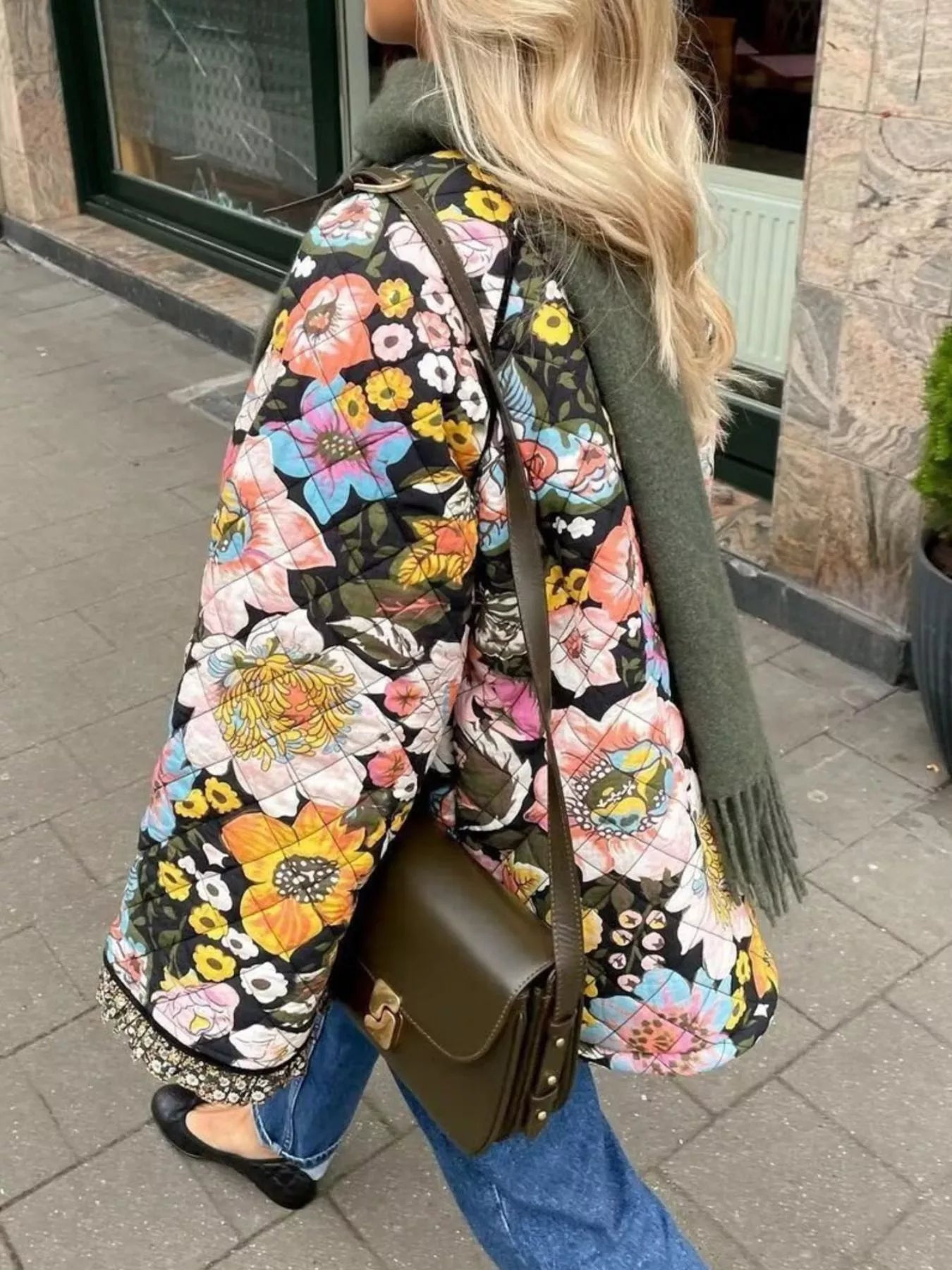 Sarah Express Women's Floral Print Quilted Sherpa-Lined Jacket Plus Size