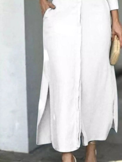 Sarah Express Women's Side Slit Long Sleeve Shirt Dress