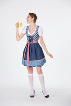 Sarah Express Women's Bavarian Dirndl Beer Dress 3-Piece Oktoberfest Costume with Top Skirt Apron