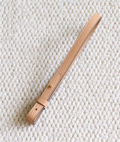 Sarah Express Genuine Leather Bag Strap Replacement – Adjustable Spaghetti Shoulder Strap with Gold & Silver Stud Detail Milk tea with gold