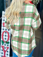 Sarah Express Women's Plaid Button-Down Long Sleeve Shacket