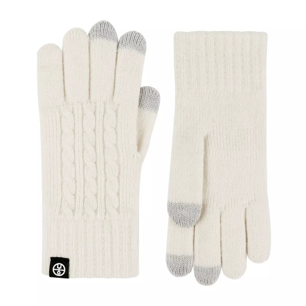 Sarah Express Women's Cable Knit Touchscreen Gloves Off-white One Size