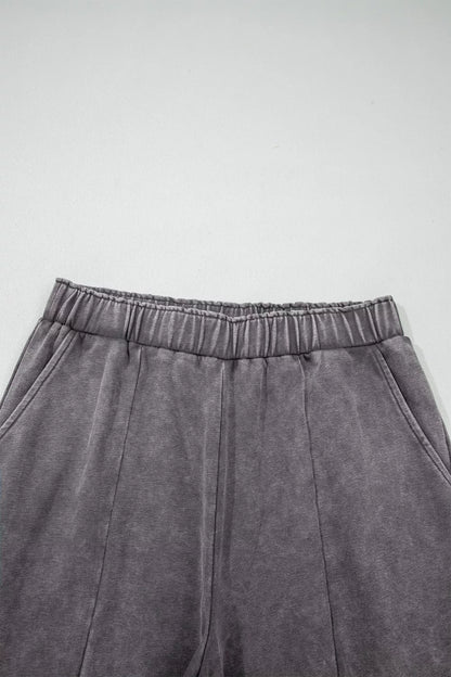 Sarah Express Women's Mineral Wash Leopard Patchwork Loose Pants