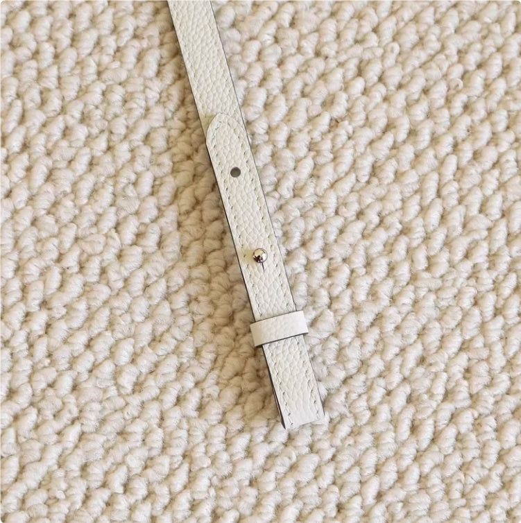 Sarah Express Genuine Leather Bag Strap Replacement – Adjustable Spaghetti Shoulder Strap with Gold & Silver Stud Detail White with silver 113cm