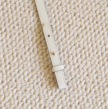 Sarah Express Genuine Leather Bag Strap Replacement – Adjustable Spaghetti Shoulder Strap with Gold & Silver Stud Detail White with silver 113cm