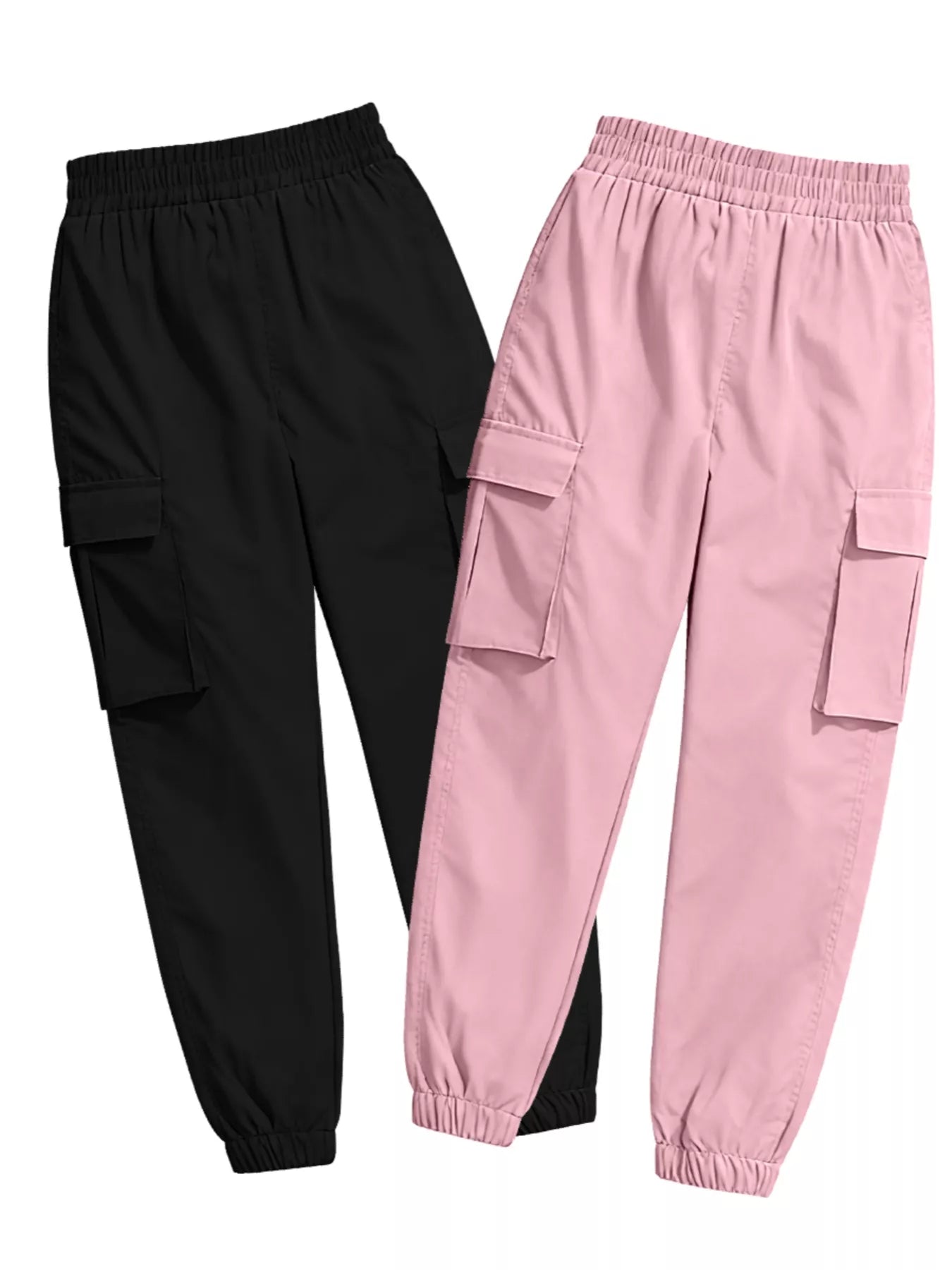 Sarah Express Women's 2 Piece Elastic Waist Cargo Pants Set