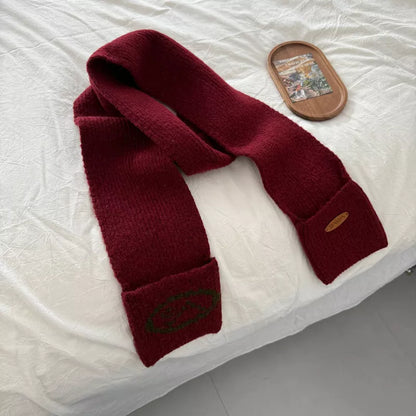 Sarah Express Women's Knitted Scarf with Pockets Red One Size