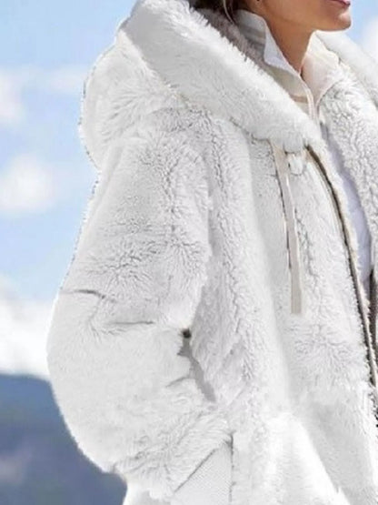 Sarah Express Women's Cozy Fleece Zip-Up Hooded Jacket Plus Size