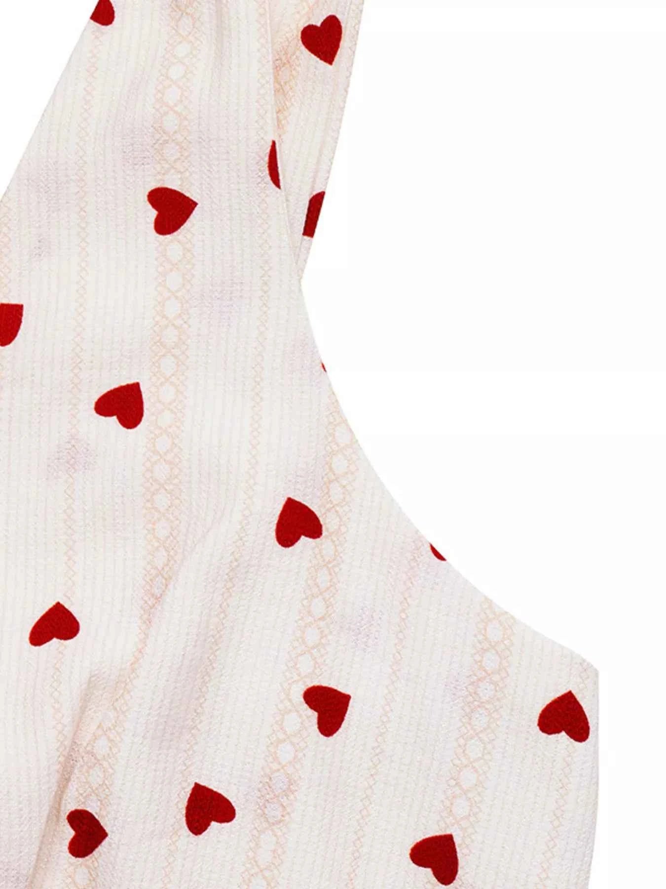 Sarah Express Women's Heart Print Tie Shoulder A-Line Mini Dress