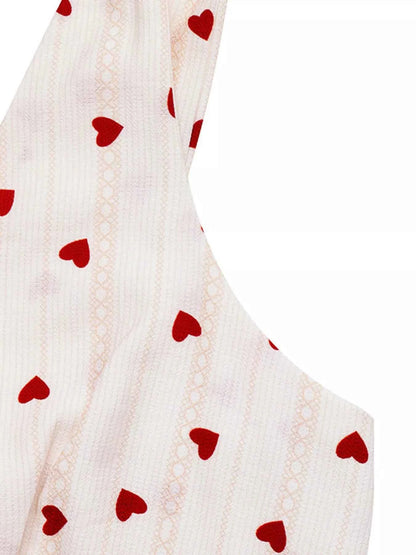 Sarah Express Women's Heart Print Tie Shoulder A-Line Mini Dress