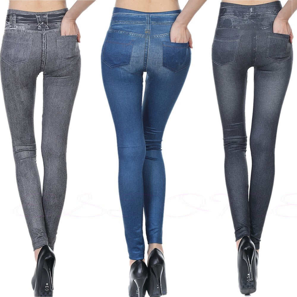 Sarah Express Women's High Waisted Jeggings Denim Leggings Stretchy Skinny Pants 3Color set