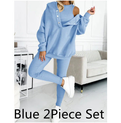 Sarah Express Women's Sleeveless Vest Hoodie and Pants Athleisure Set Three-Piece Activewear