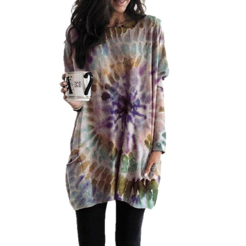 Sarah Express Women's Spiral Print Batwing Sleeve Long Sleeve Sweatshirt