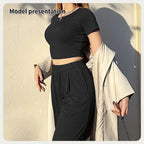 Sarah Express Women's Two Piece Suit Set Cropped Jacket and Pants