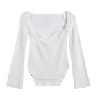 Women's Off-Shoulder Pullover Sweater - Long Sleeve Knit Top