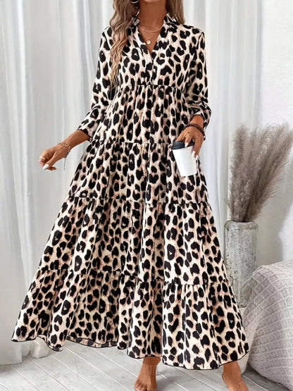 Sarah Express Women's Leopard 3/4 Sleeve Midi Dress