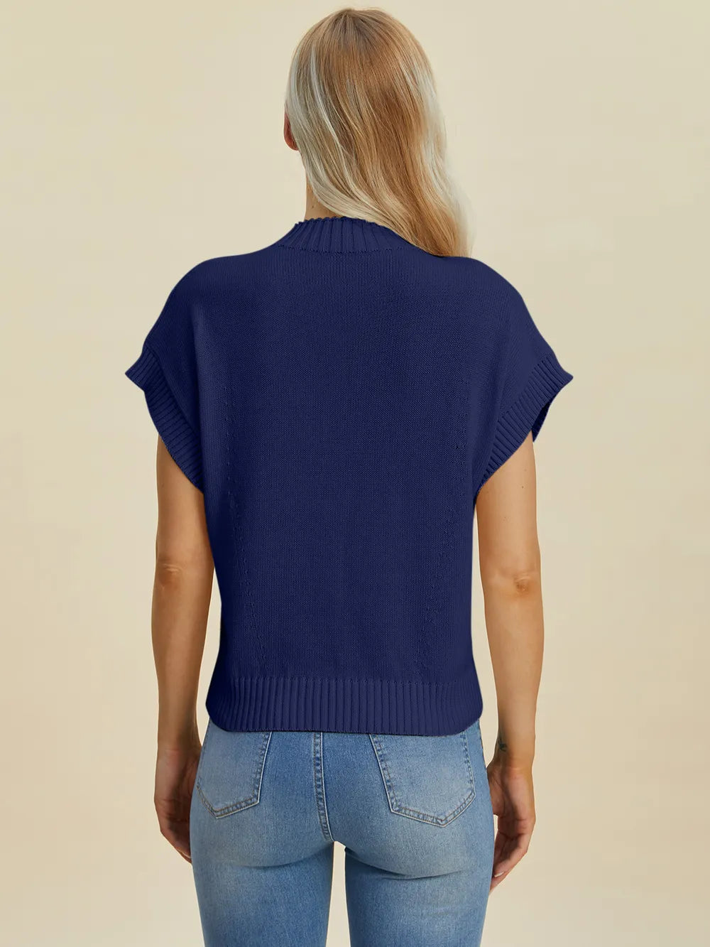 Sarah Express Women’s Plus Size Short Sleeve Mock Neck Viscose Sweater
