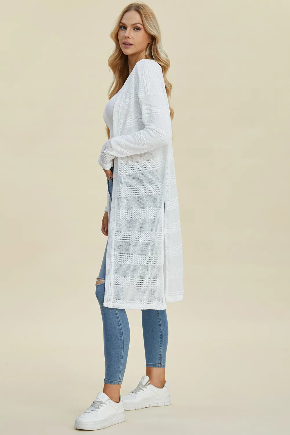 Sarah Express Women’s Plus Size Open Front Longline Cardigan Sweater
