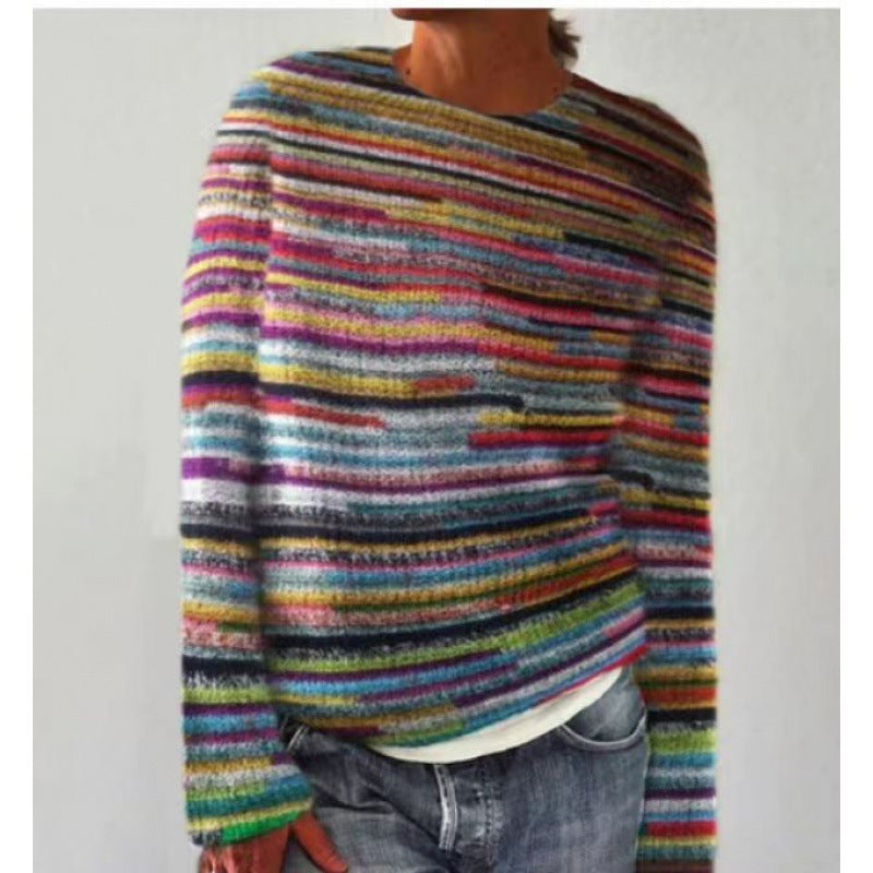 Sarah Express Women's 3D Printed Pullover Sweater Long Sleeve Street Fashion Top