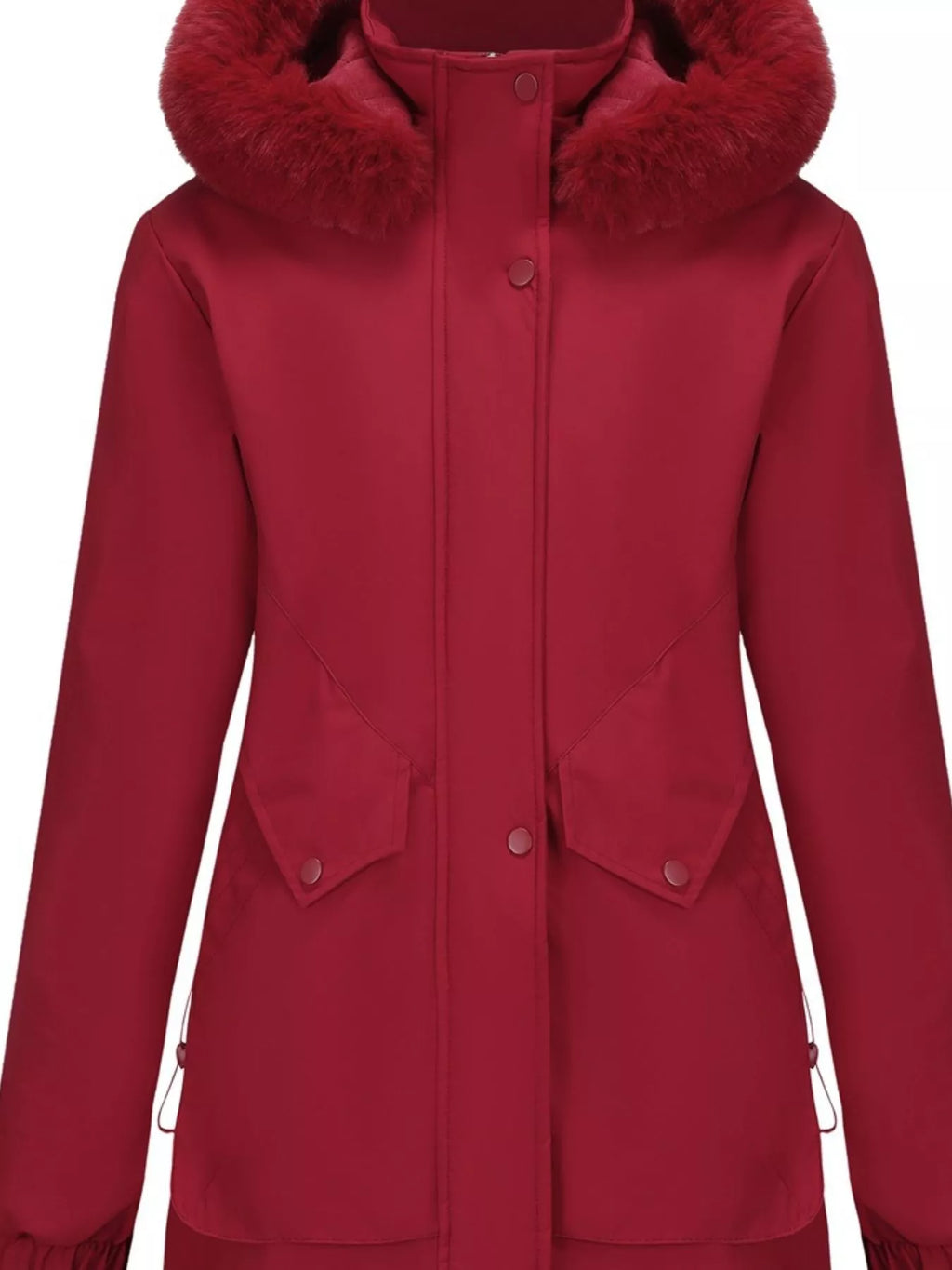 Trendsi Full Size Fur Hooded Warm Winter Parka Outerwear Plus Size