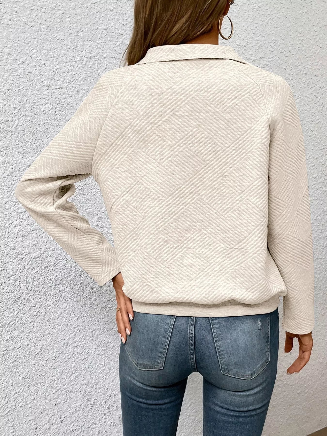 Sarah Express Women's Textured Quarter Snap Sweatshirt