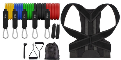 Sarah Express Adjustable Back Posture Corrector Belt - Anti-Humpback Support Brace for Men & Women Black set