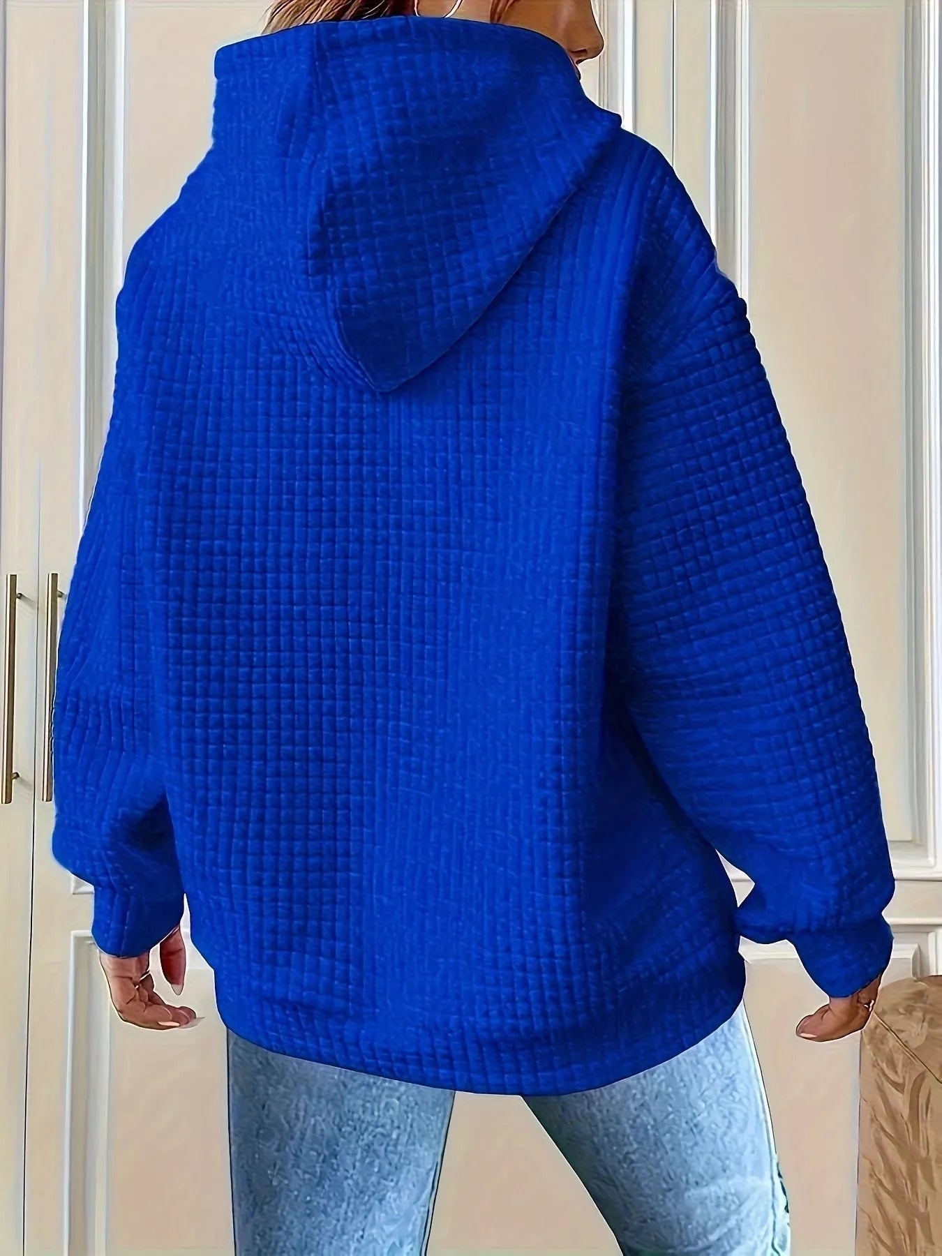 Sarah Express Women's Textured Knit Drawstring Hoodie