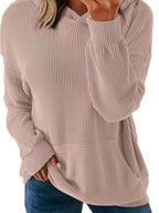 Sarah Express Women's Ribbed Oversized Hoodie Sweatshirt with Pocket
